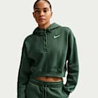 トップス HENLEY NECK BORDER HOODIE TSHIRT 3226T Nike Sportswear Phoenix Fleece Women's Oversized Cropped Henley